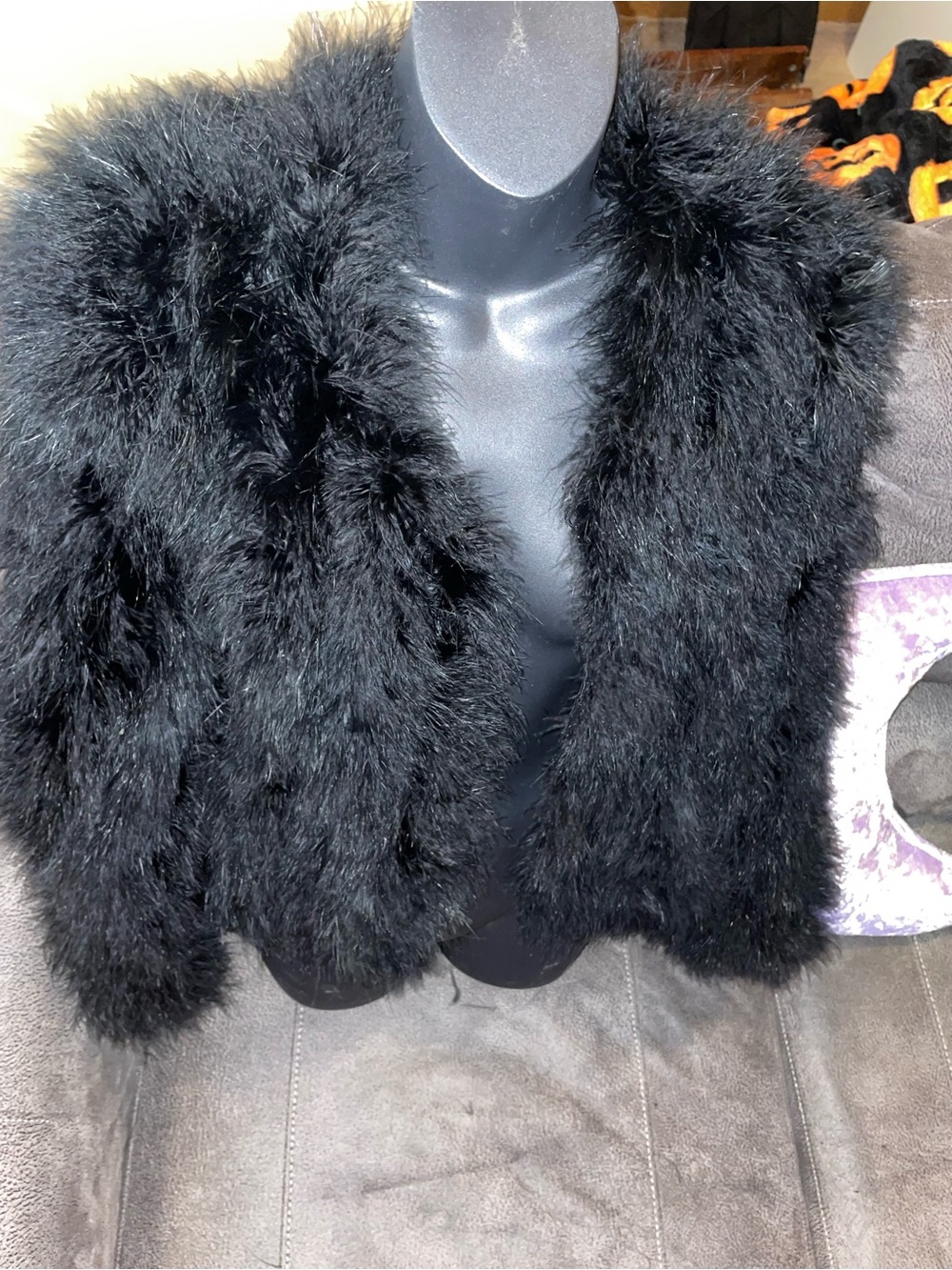 Cropped Black Fur Jacket